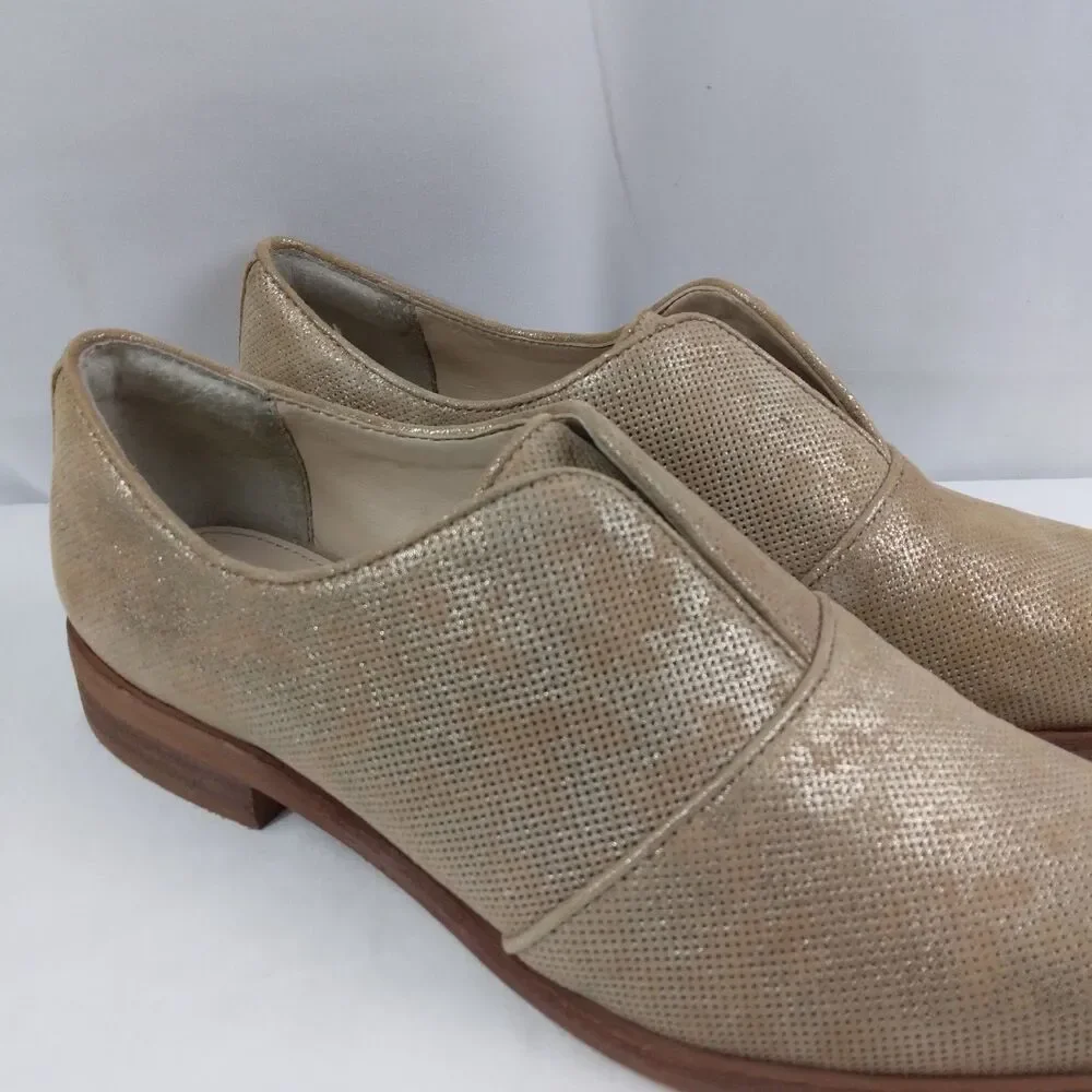 ISOLA Loafers Flats Gold Metallic Pointed Toe Slip On Shoe Women's 6.5
